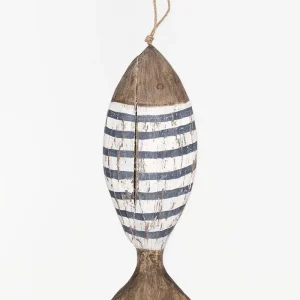 Colgante pez de madera a rayas - D1617