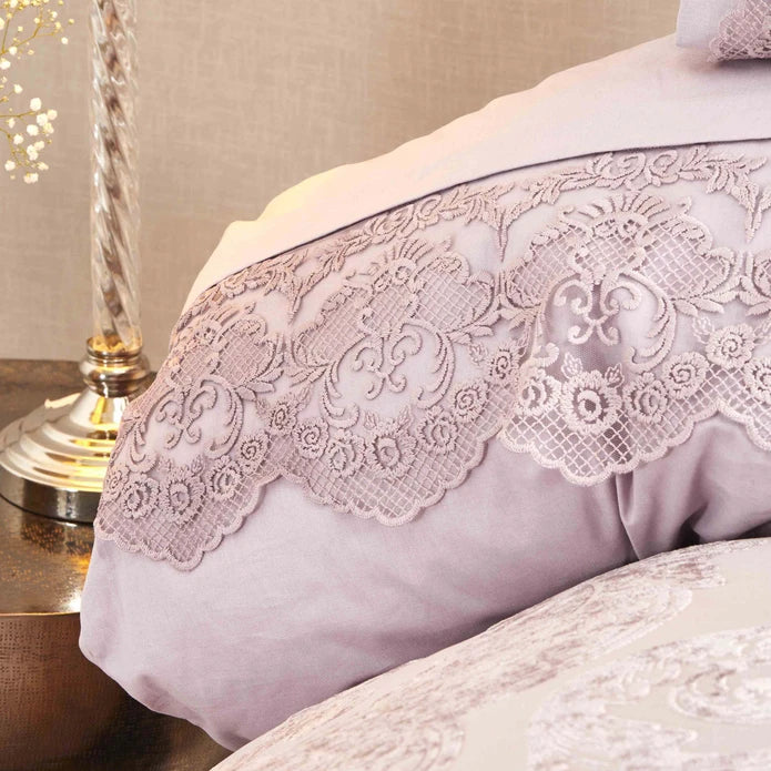 KARACA PARURE DE LIT VALERIA BEST VIEUX ROSE SECHEE 8 PIECES – Image 3