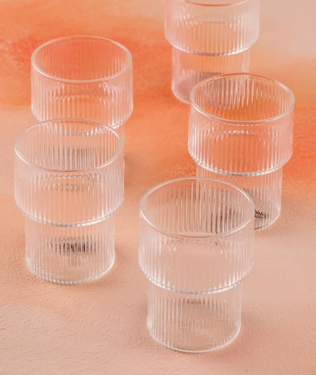 ACAR LOT DE 6 VERRES A EAU STRIÉS – Image 2